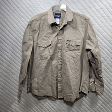 VTG Wrangler Brushpopper Cowboy Shirt XL Brown Pearl Snap L/S Western Rodeo