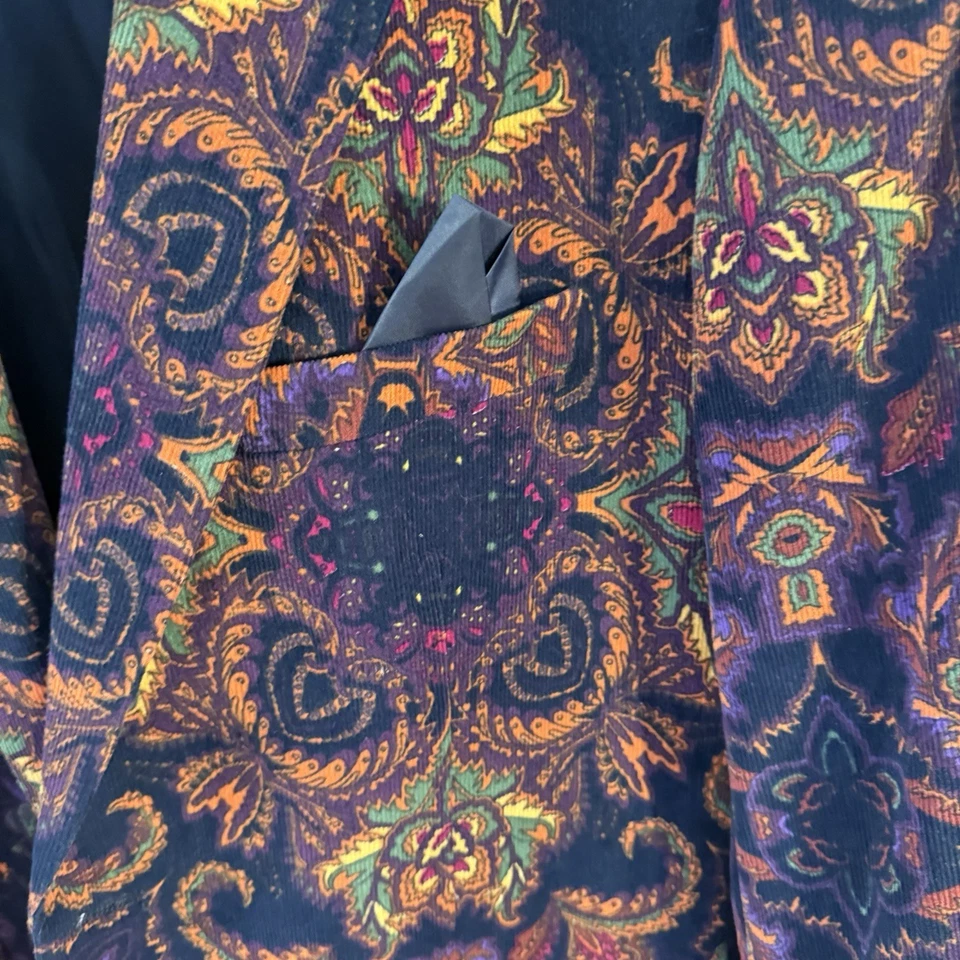 Chaqueta Blazer Alan River Floral Pana Talla XL Azul Marino Foto 2 de 4