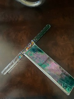 ESTATE Vintage Mirrored Glass Kaleidoscope Liquid Glitter Art Glass Tube Rod