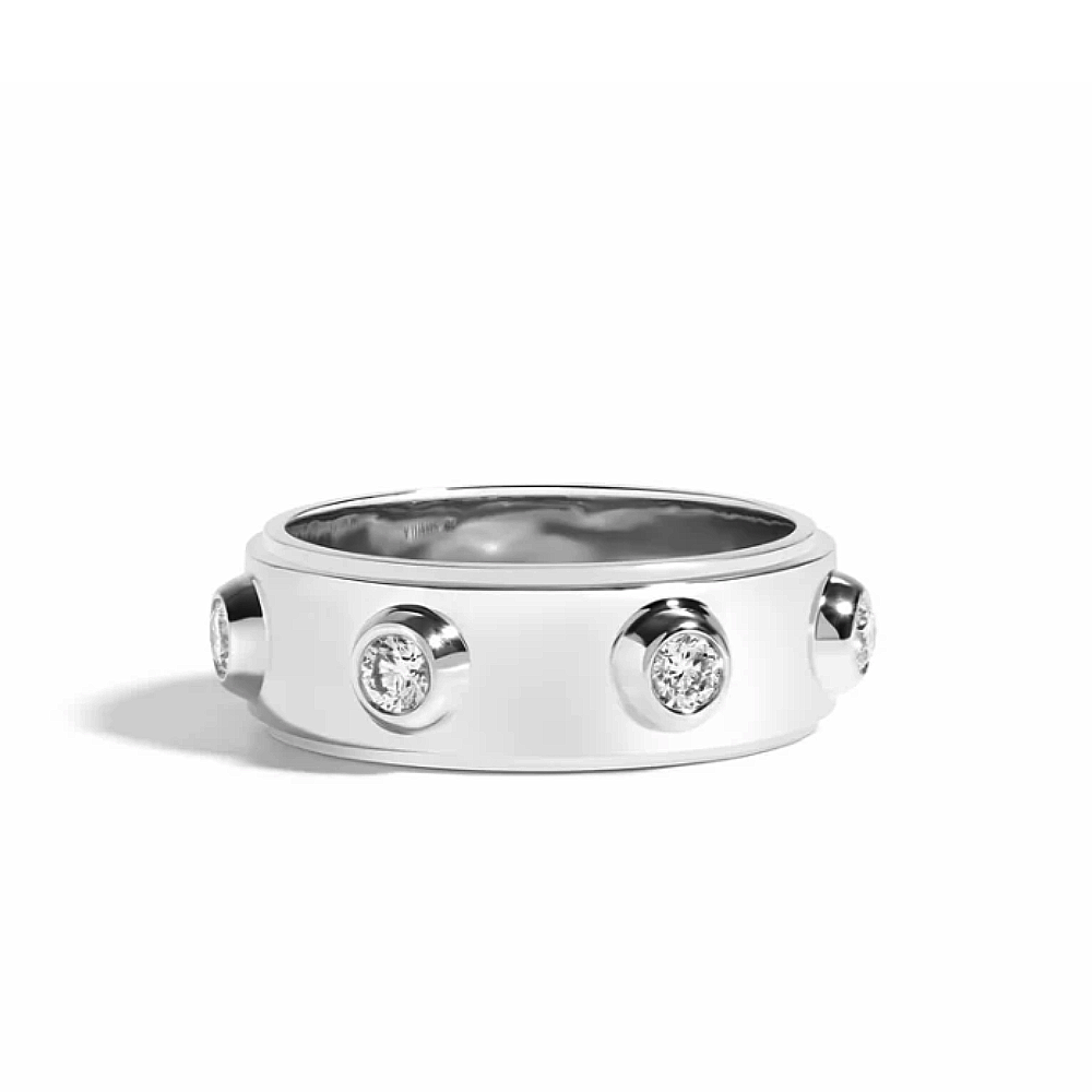 18k White Gold Diamond Band For Men 'Engagement Lab Created Round 0.70 Carat