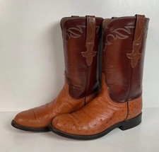 Vintage Lucchese Handmade | Smooth Ostrich Roper Boots | Exotic | USA Made | 7 B