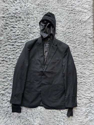 BAUBAX Jacket Mens Medium Black Modern Navy Hooded Travel Blazer Tech Elevated - product listing photo