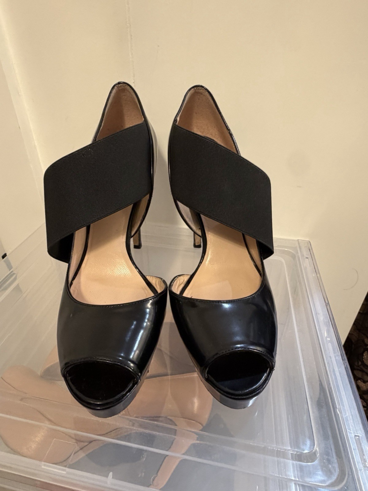 Stuart Weitzman Black Strapping Platform Open Toe… - image 2