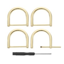 D-Rings Screw in Shackle, 4Pcs 32mm U Shape D Ring for Purse Bag DIY, Gold