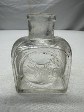 Antique 1890's Square Embossed Ink Bottle