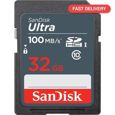 SanDisk Ultra 32GB SDHC Speicherkarte, bis zu 100MB/s, Class 10, schwarz/grau