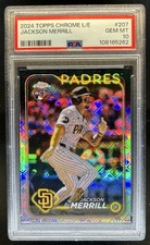 2024 Topps Chrome Logofractor Jackson Merrill RC Rookie #207 Padres PSA 10
