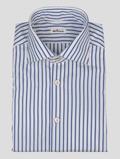 Kiton Blue White Cotton Shirt SKZ6 Man