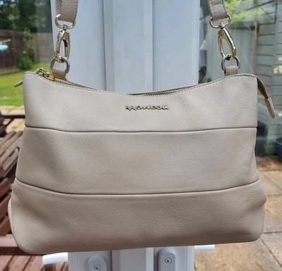 John Rocha Umhängetasche Handtasche creme Echtleder