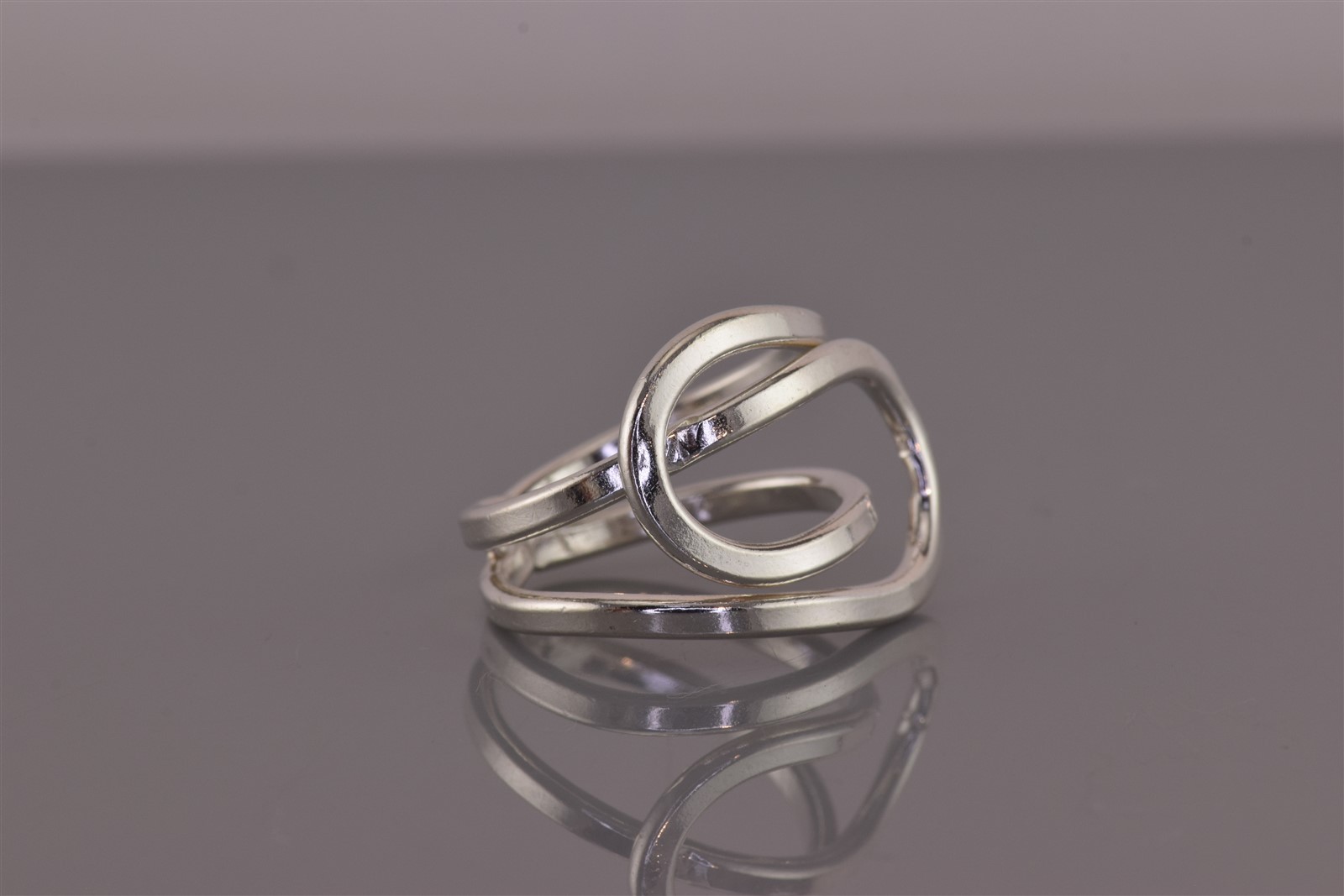 Sterling Silver Square Framed Interlocking Double… - image 2