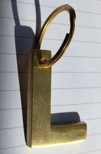Keyring Initial L - Solid Polished Brass Key Ring Letter L