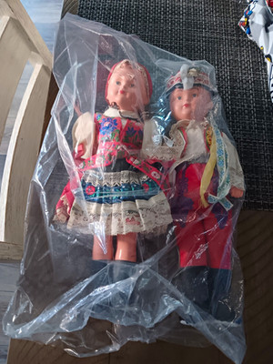 Lot of 2 Dolls Traditional Folk Costumes, Blonde Hair Blue Eyes
