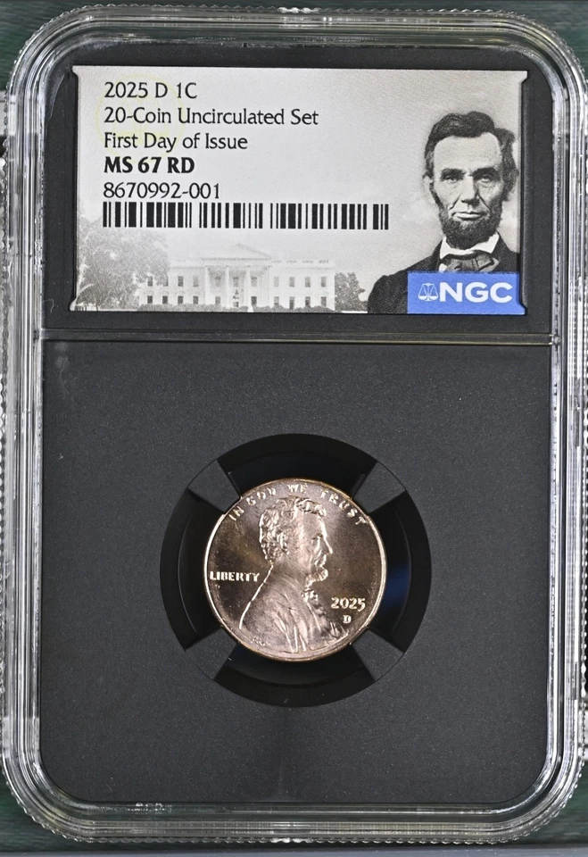 2025 P & D Lincoln SHIELD 1c Cent 2 Coin Set NGC MS67 RD FIRST DAY Issue FDI % - Image 3 of 4