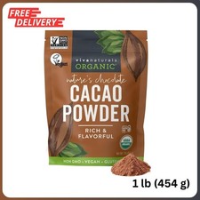 Organic Unsweetened Cacao Powder with Rich Dark Chocolate Flavor 454 g 1Lb NEW