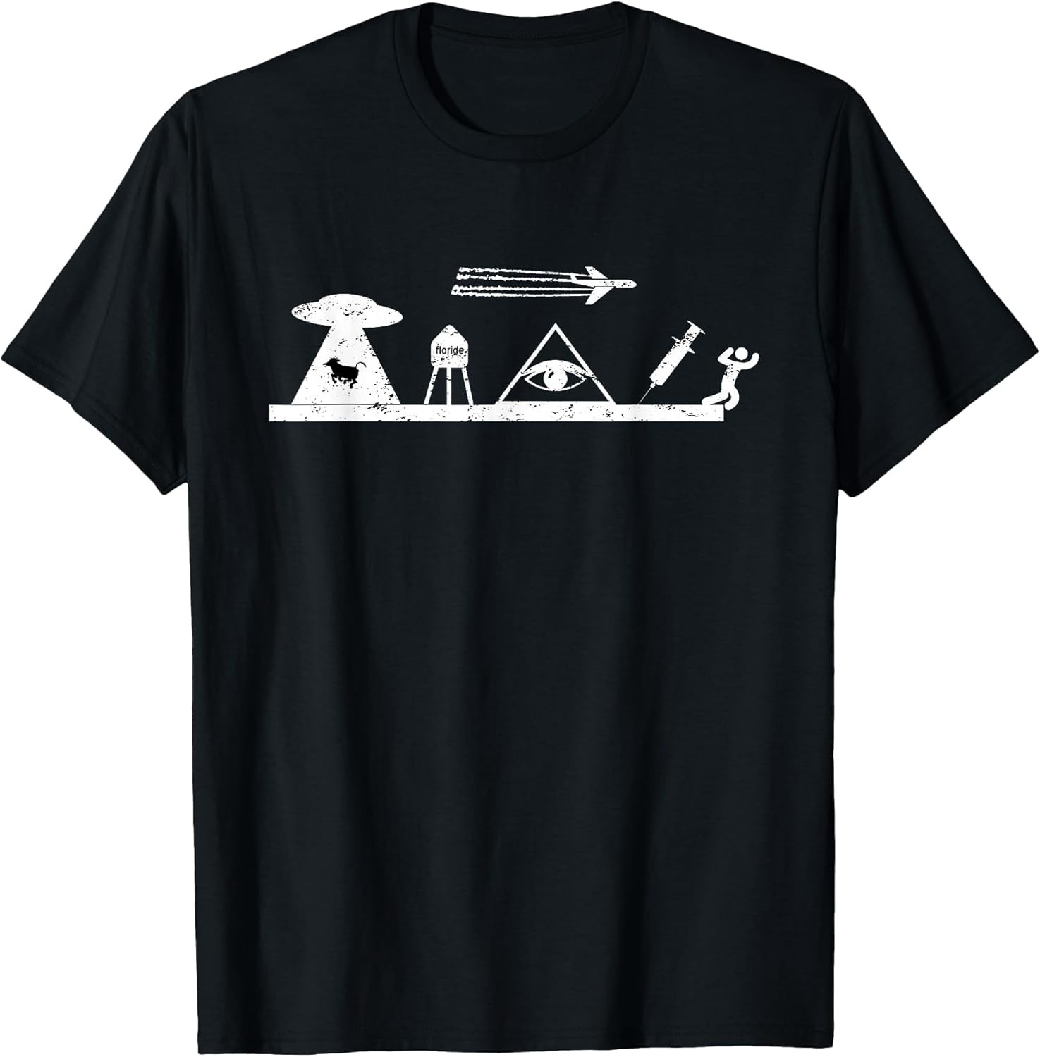 NEW LIMITED! Conspiracy Theory Chem Trails Illuminati Flat Tee - MADE IN USA