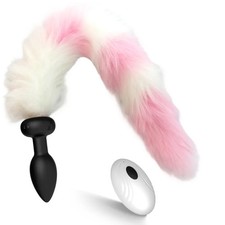 Hot Women Faux Fox Tail Plug Anal Butt Stopper Remote Control Adult ToyLubricant