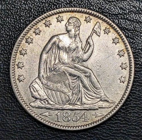 1854-O Seated Liberty Half Dollar. Arrows. AU Details