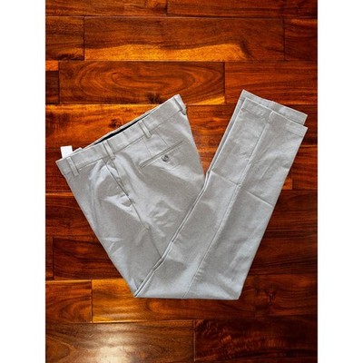 Van Heusen Flex Slim Fit Dress Pants Mens 34x34 Light Grey Flat Front Trousers