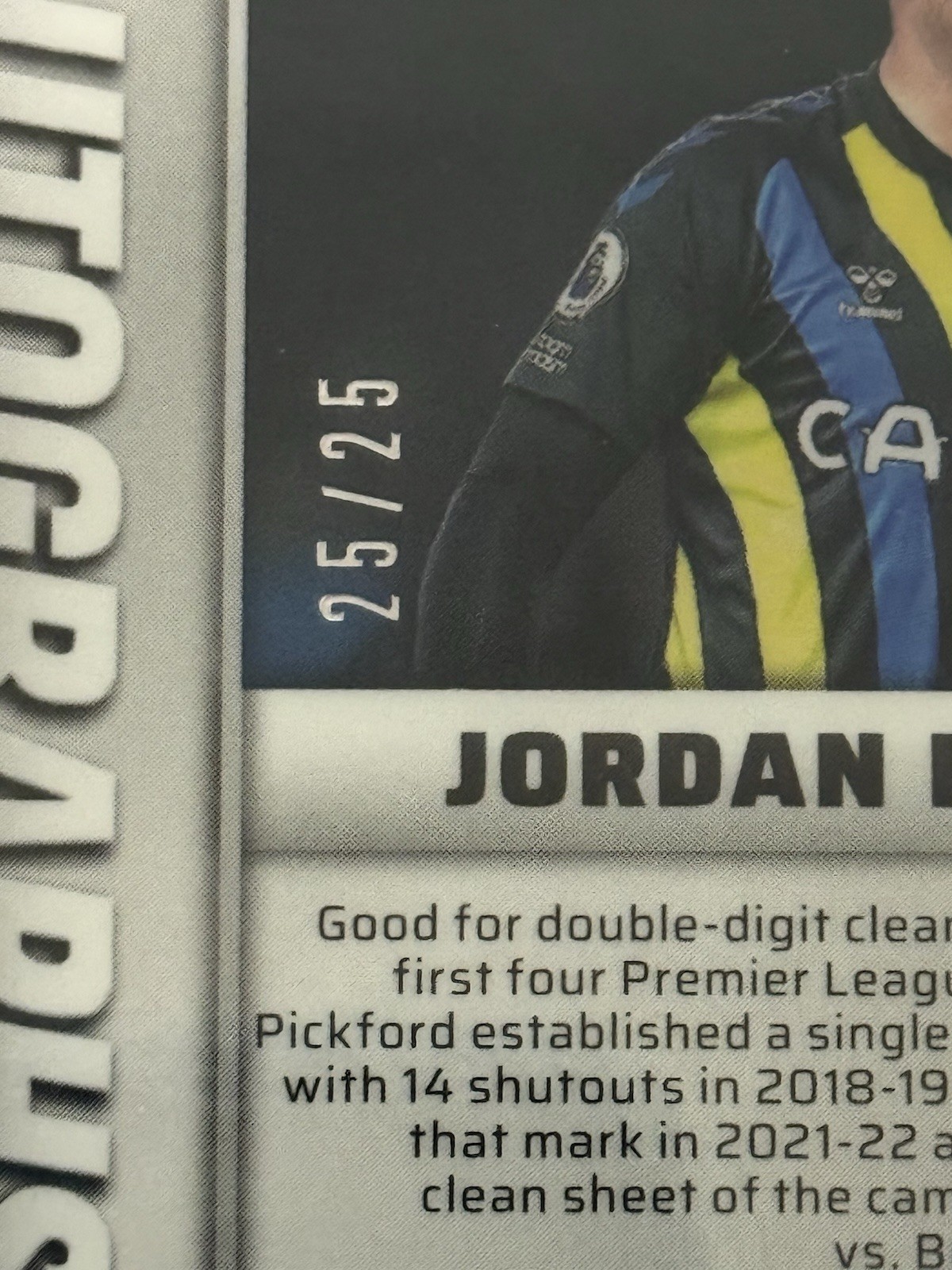 2021-22 Panini Mosaic Premier Jordan Pickford Auto Pink Prizm /25 PSA 10 AM-JP view 2