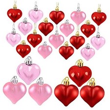 24 Pieces Heart Shaped Ornaments Valentine's Day Heart Ornaments for Red, Pink