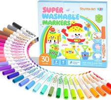 Super Washable Markers, 30 Colors Broad Line Conical Tip