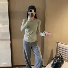 AIo Sports Yoga Women's T-shirt Nude Running Fitness Quick Drying Slim Shirts