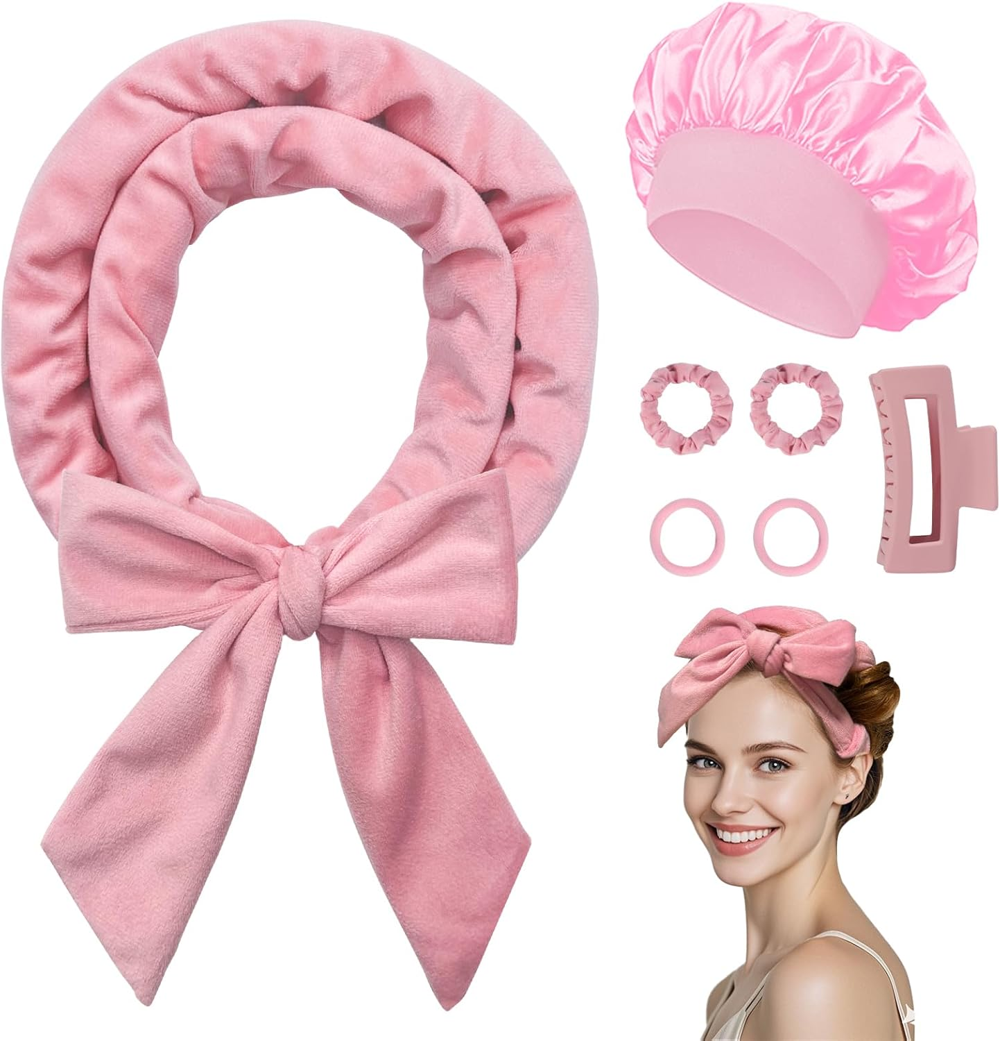 Velvet Heatless Hair Curler Curls Headband, Soft Overnight Hair Curlers No Heat