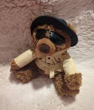 Aurora Secret Agent Spy Museum Plush Bear 8" Incognito Fluffy Soft Trench Coat