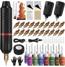 Tattoo Kit Tattoo Gun Complete Wireless Tattoo Machine Kit 2 Tattoo Batteries