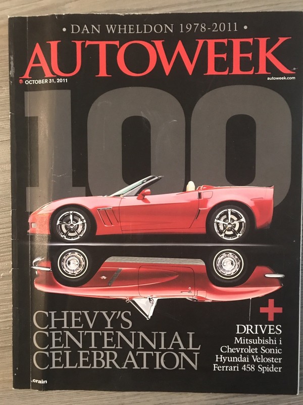 Autoweek Magazine 2011 Oct 31 Dan Wheldon; ZL1; ICON; 458 Spider; Au V8