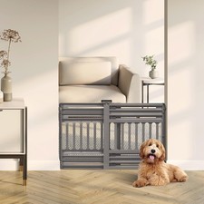 IRIS USA Pet Gate, Adjustable Width, Gray 1 Pack,