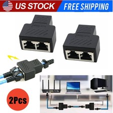 2X RJ45 Splitter Adapter 1 to 2 Ways CAT 6/5/7 LAN Ethernet Cable Connector US