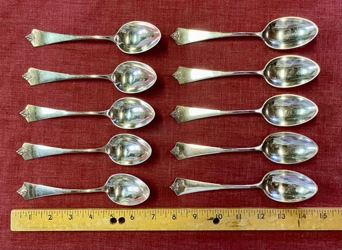 Fleur De Lis By Gorham Sterling Silver Place Soup Spoons, Set Of 10, 500 Grams
