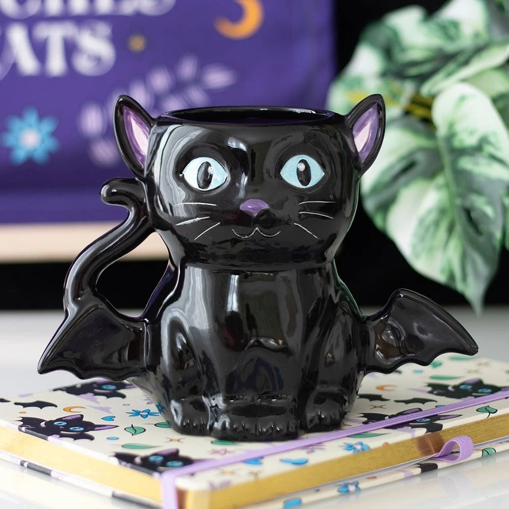 Mug Halloween Chat Chauve-souris Noir Céramique Gothique 500ml