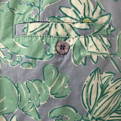 Lilly Pulitzer Size 4 Green/Gray Floral Print Cotton Mini Skirt / Lined / Pocket - Picture 3 of 4