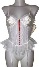 Vtg 90s Women Victorian White Lace Top Sz M Sheer Babydoll Fairycore Coquette