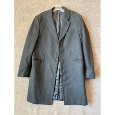 Banana Republic Mens Charcoal Grey Wool Blend 3-Button Overcoat Car Coat