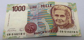 Italy 1000 Lire 1990 Maria Montessori Banknote Banca d'Italia Paper Money