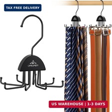 2 Pack Tie Hanger Belt Organizer for Closet, Rotatable Tie Rack with 16 Hooks Ma