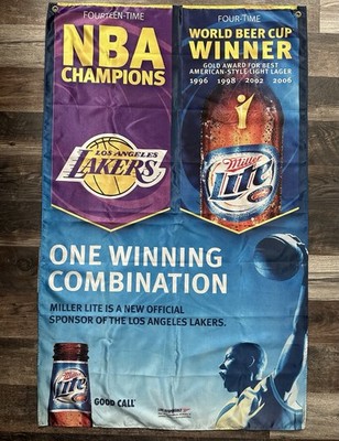 LOS ANGELES LAKERS Miller Beer Promotional Banner Man Cave Decor NBA 2007 RARE
