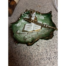 Vintage Souvenir of Cedar Point Porcelain Trinket Dish Gold Gilt Green Ohio