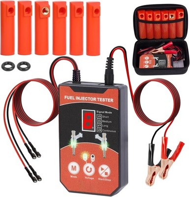 Universal Fuel Injector Tester Cleaner Tool Kit, 6 Size Cleaning Adapters 8 Puls