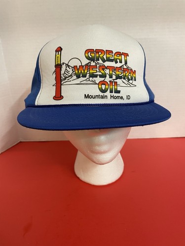 Vintage Mountain Home Idaho Great Western Oil SnapBack Trucker Hat Hipster