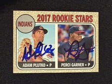 Signed 2017 Topps Heritage Indians Rookie Stars #29 Adam Plutko Perci Garner