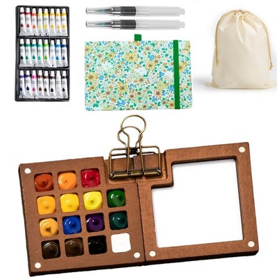 Mini Watercolor Paint Set, Pocket Watercolor Set with 24 Colors Paint, Portab...
