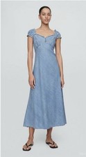 Gap Womens Denim Babydoll Maxi Dress XS Lite Wash Cottagecore Praire Western