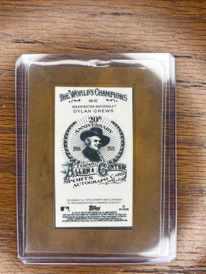 2025 TOPPS ALLEN GITNER DYLAN CREWS MINI AUTO ON CARD AUTOGRAPH NATIONALS - Image 2 of 2