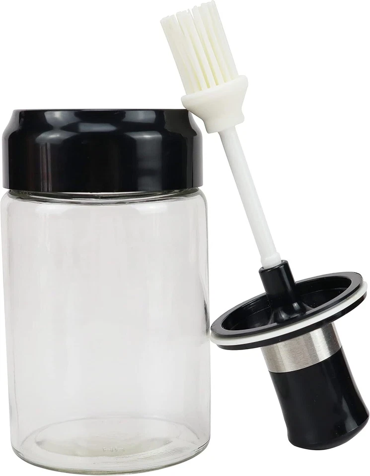 Oil Bottle Sauce/Oil Jar with Silicone Basting Brush for Cooking BBQ Kitchen - Image 2 of 4