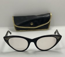 Vintage Harlequin USA 5 Cateye Eyeglass/Sunglass Frames 42-18 Black 1950s