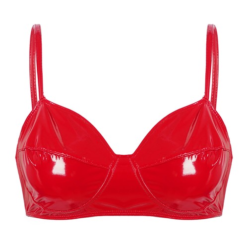 Sexy conjunto de lencería de cuero sintético para mujer ropa de club nocturno sin almohadilla sujetador con falda acampanada - Imagen 39 de 41